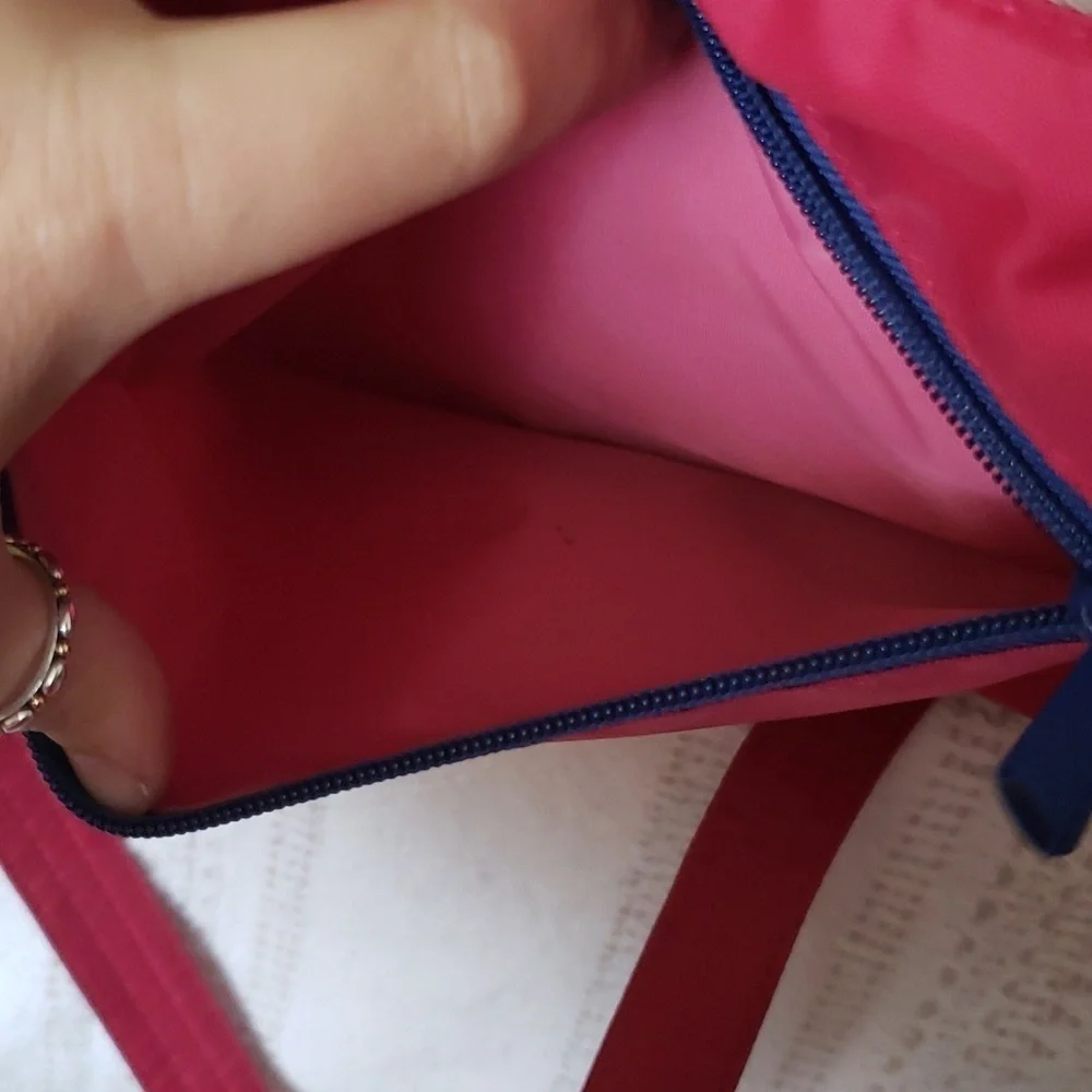 Lug 'swing' crossbody bag, hot pink, 3 sectioned pockets.